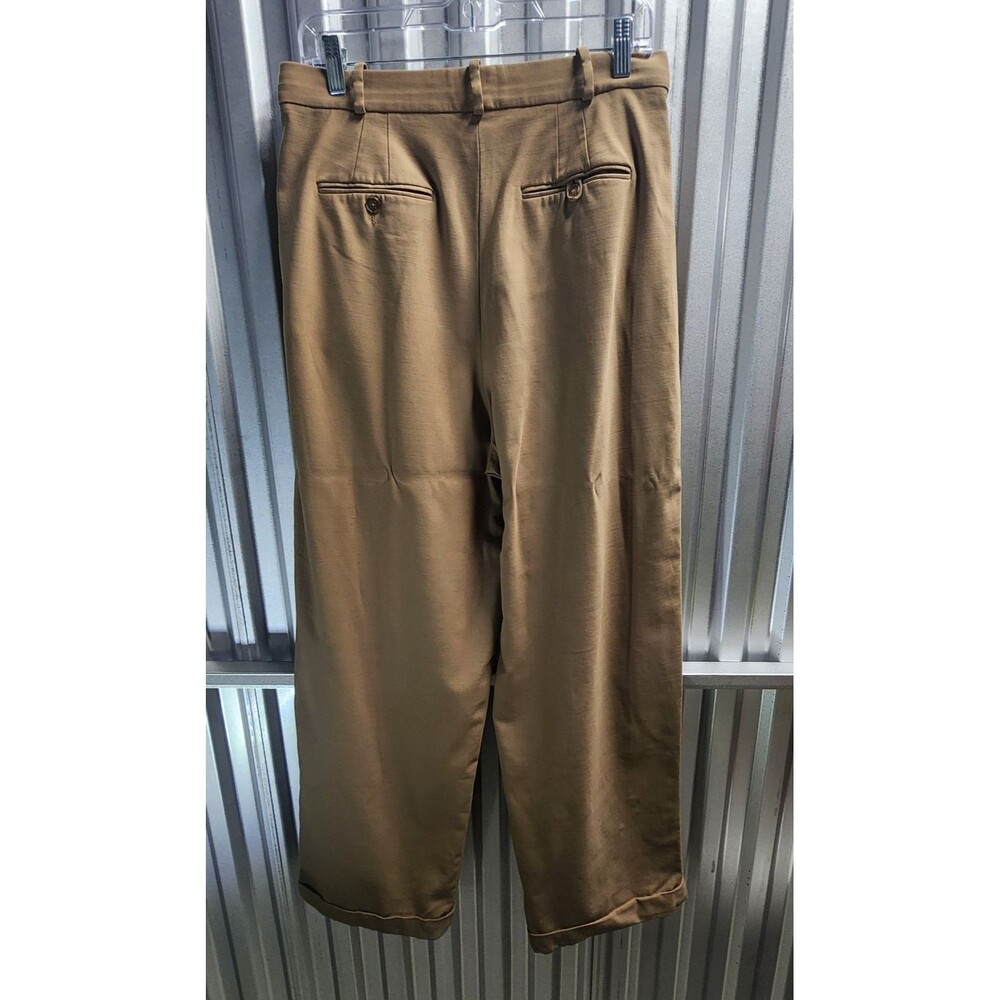Vintage Ralph Lauren Baggy Wide Cuffed Legs Women's Pants Beige Size 10 - Picture 5 of 16